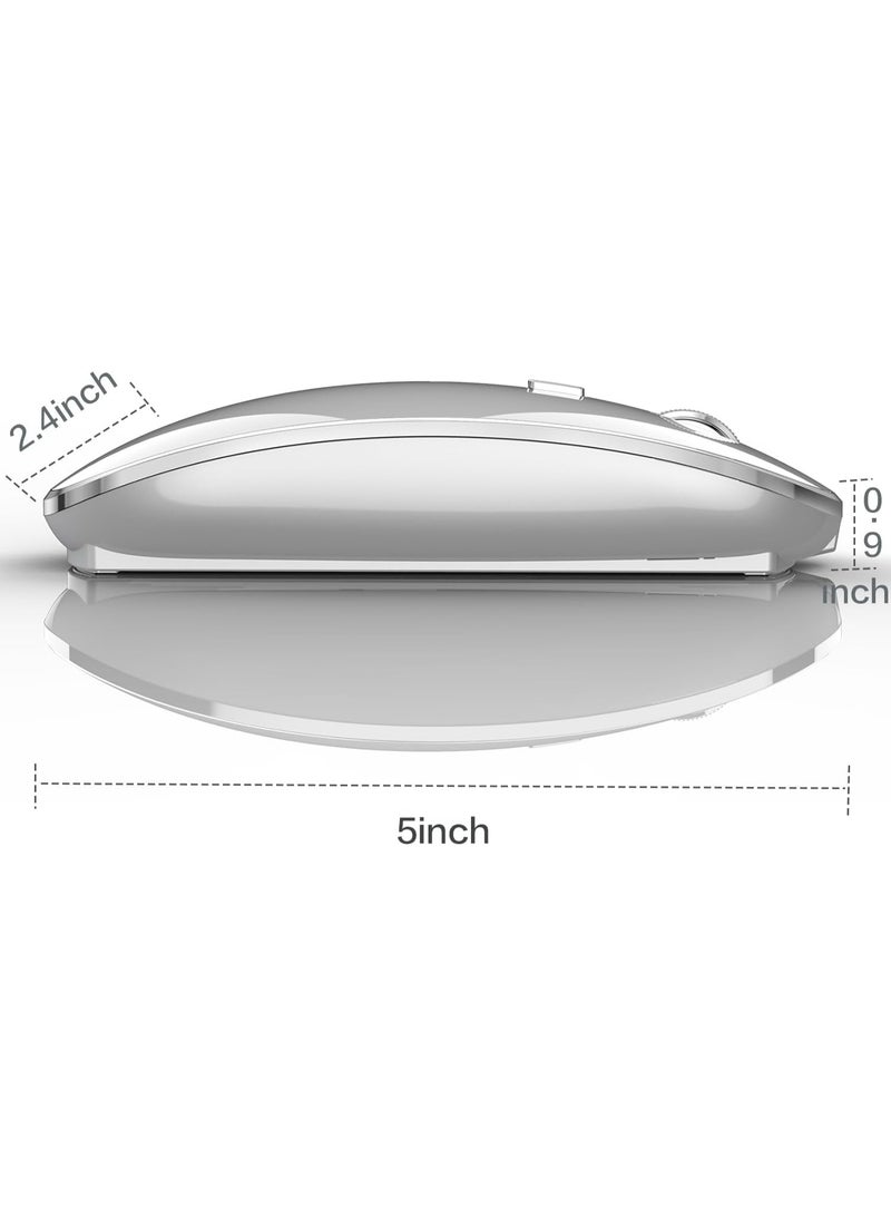 الماوس اللاسلكي لـ MacBook Pro، MacBook Air، الكمبيوتر المحمول، سطح المكتب، Chromebook، Win7/8/10/11، الكمبيوتر الشخصي - الفضة - Image 2